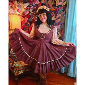 LG Vintage 1970s Malco Modes Brown Dress